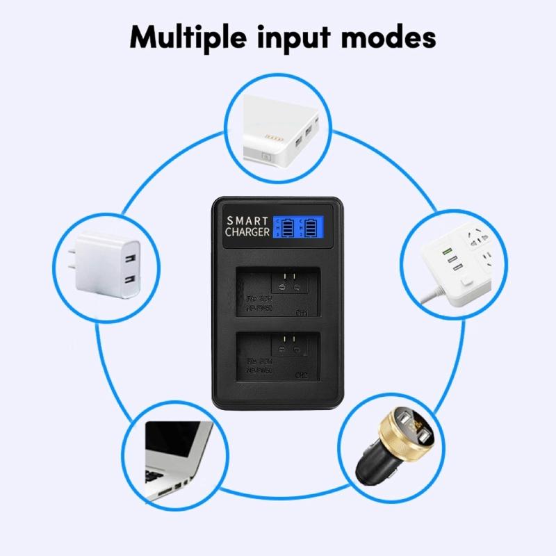 Rapid NPFW50 LCD Micro USB Charger Efficient and Versatile Charging Base for 6000, 5000, 5100, ILCE6000, ILCE7 Battery