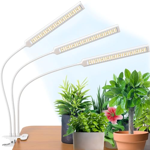 

Official BRIM FLORA LED Grow Light [Japanese Brand] Dimmable Timer Clip-on Full Spectrum 26W 4000K-4500K (3 Heads, WH White)