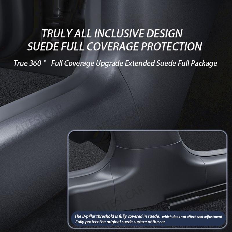 For Tesla Model 3 Highland 2026 + Front Rear Door Sill Guard Anti Scratch Dirt Resistant Threshold Strips Interior Accessories