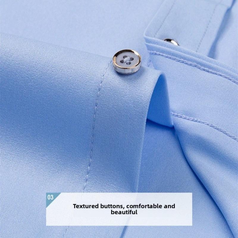 Men's Long Sleeve Stretch Shirt, Slim Fit Solid Color Shirt with Contrast Collar and Rhinestone Buttons, Button-Up Shirt Top