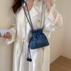 Fashi Miękki Materiał Błyszczący Brokatowy Jeansowe Torby na Ramię Codzienne Lekkie Mini Damskie Torby Crossbody Młodzieżowe Słodka Torba Work z Sznurkiem