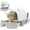 Cat Litter Box Stainless Steel with Removable Lid, Scoop & Activated Carbon Filter for Small To Medium-Sized Cats, Grey