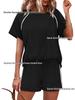 2026 Spring/Summer Women's Stretch Sport Casual Two-Piece Set - Round Neck Short Sleeve Top & Shorts