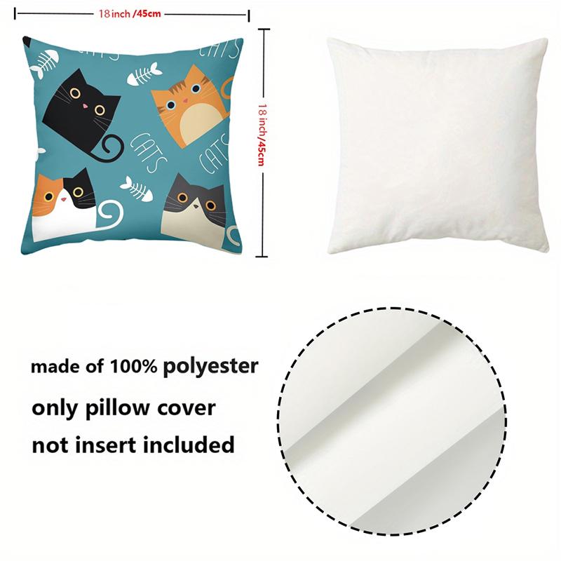 1 Pieces Cute Cat Patterns With Fish Bones On Blue Pillow Polyester pillowcase, sofa decorative cushion cov Headboard Pillow