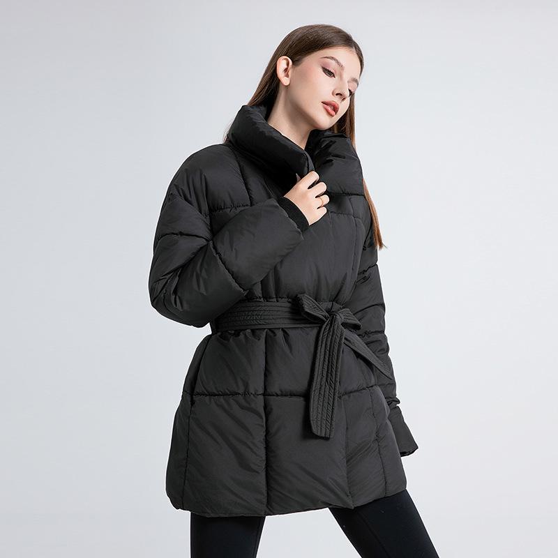 Women's Mid-Length Down Cotton Jacket - 2025 Winter European & American Style, Padded Outerwear