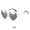 Novel Rimless Devil Ear Heart Shape Sunglasses for Women Men Trendy Creative Party Halloween Cosplay Glasses UV Protection
