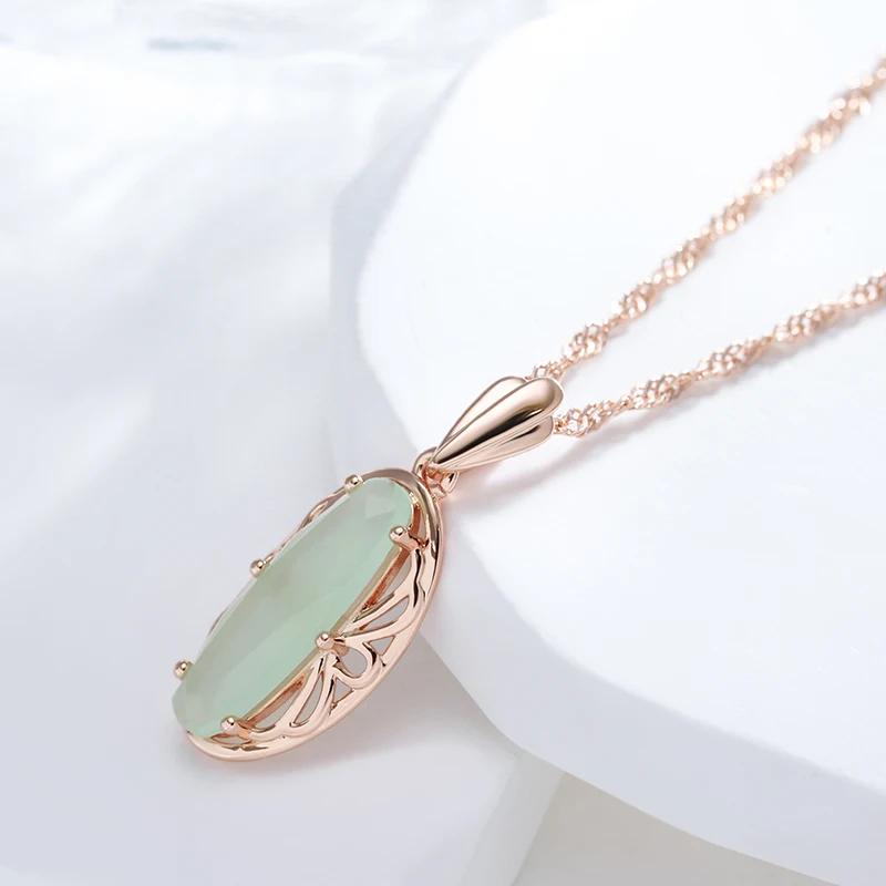 Oval Red Natural Zircon Pendant Necklace For Women Fashion  Rose Gold Color High Quality Daily Fine Vintage Jewelry