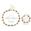 Französisch Retrofarbenes Dopamin Imitationsdiamantenbesetztes Sonnenblumen Halskette Armband Set