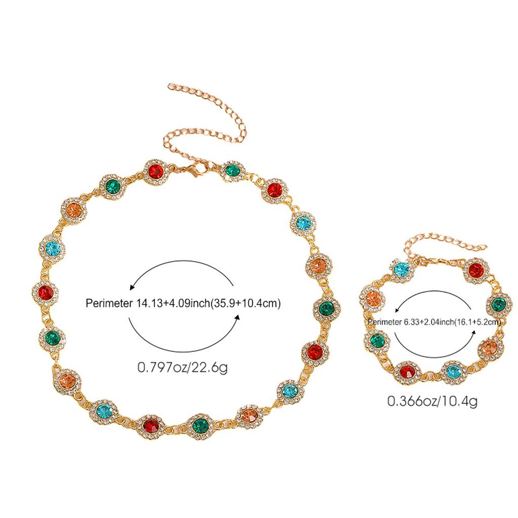 Französisch Retrofarbenes Dopamin Imitationsdiamantenbesetztes Sonnenblumen Halskette Armband Set