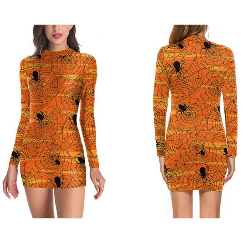 European And American Halloween Sexy Tights Gala Party Women'S Clothing, Long Sleeve Dresses