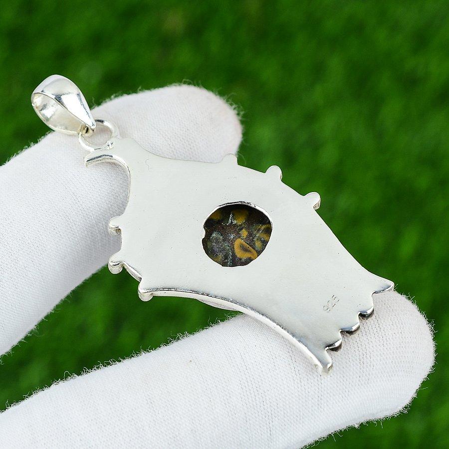 Natural Fruit Jasper Gemstone Jewelry 925 Sterling Silver Pendant For Girls