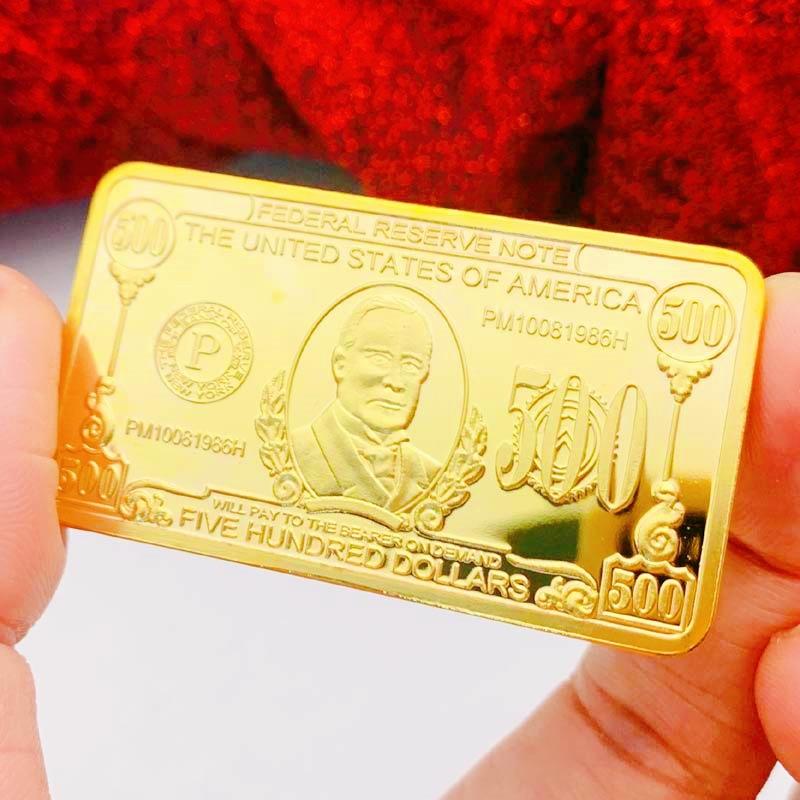 Gold plated commemorative medal for American blocks, rectangular metal coin, commemorative coin, silver plated block 500