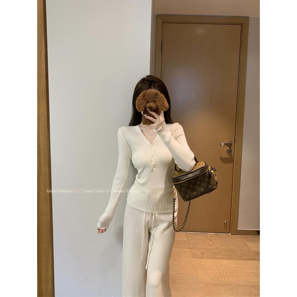 Textured neck knitted sweater soft waxy sweater autumn and winter slim-fitting waist bottom long-sleeved women's high-end inner top