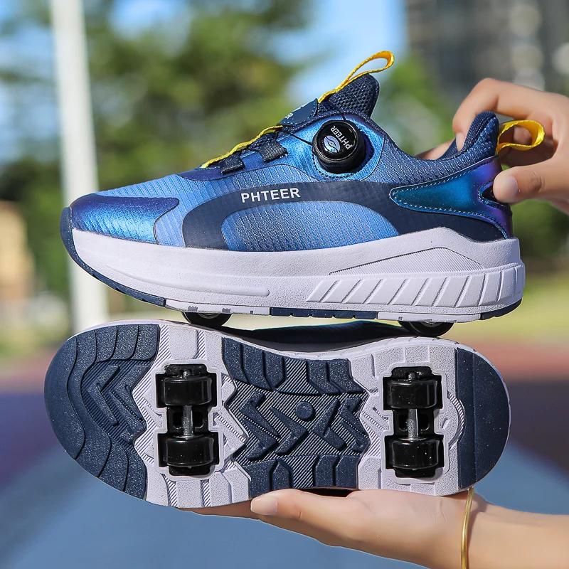 

2025 the latest girls roller skates outdoor breathable wear-resistant four-wheel wheel shoes student roller skates 40 темно-синий