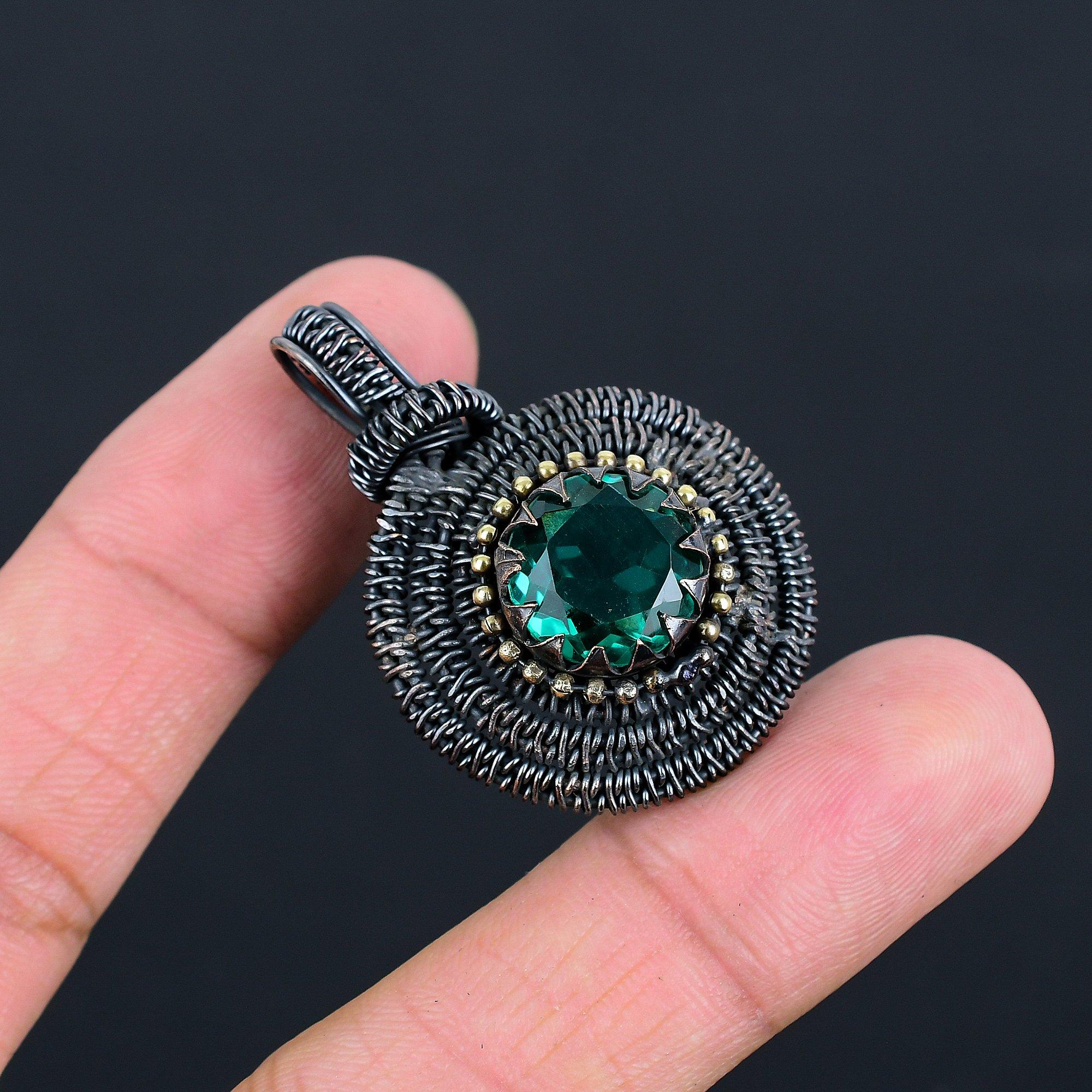 

Индиголит драгоценный камень ручной работы медная проволочная обертка ювелирное украшение кулон для любви 1.77 Inches синий