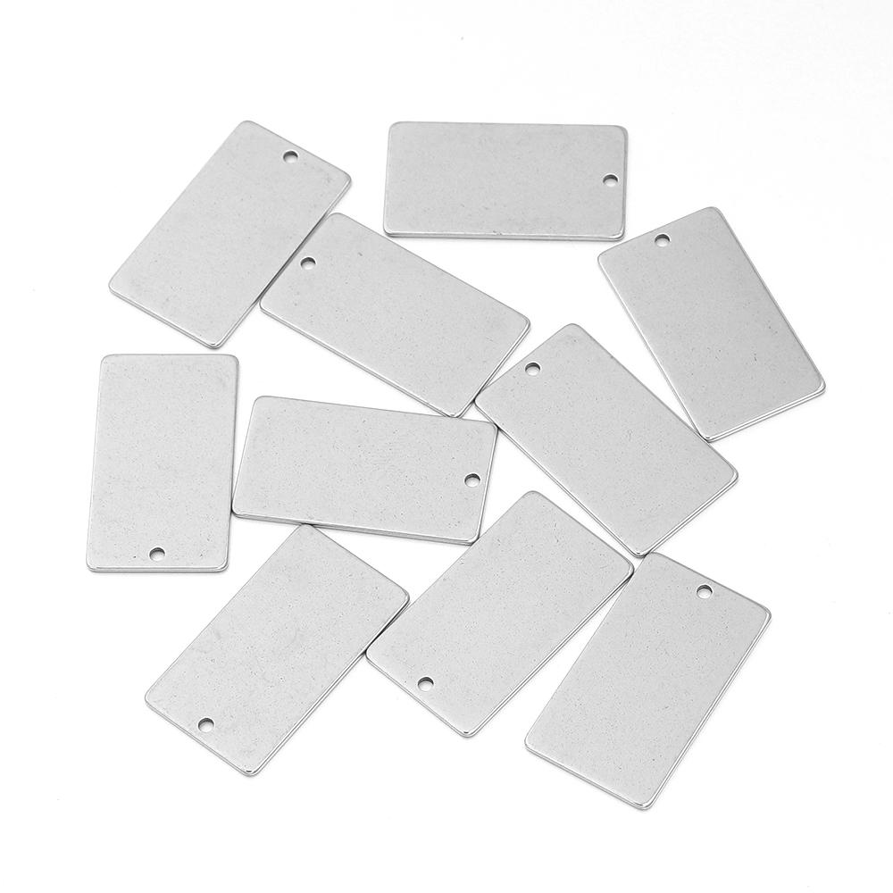 10pcs Stainless Steel Rectangle Charms Blank Hanging Tags Charms Pendant For Jewelry Making DIY Necklace Keychain Accessories