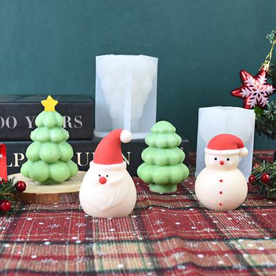 Moule en silicone pour bougie de sapin de Noël, motif Père Noël, bonhomme de neige, pour savon artisanal, gypse, décoration de cadeau de Noël, 2025
