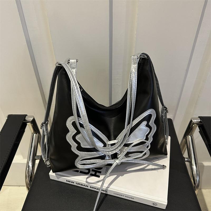 Fashionable Metallic Butterfly Womens Backpack 2024 New Versatile Shoulder Bag