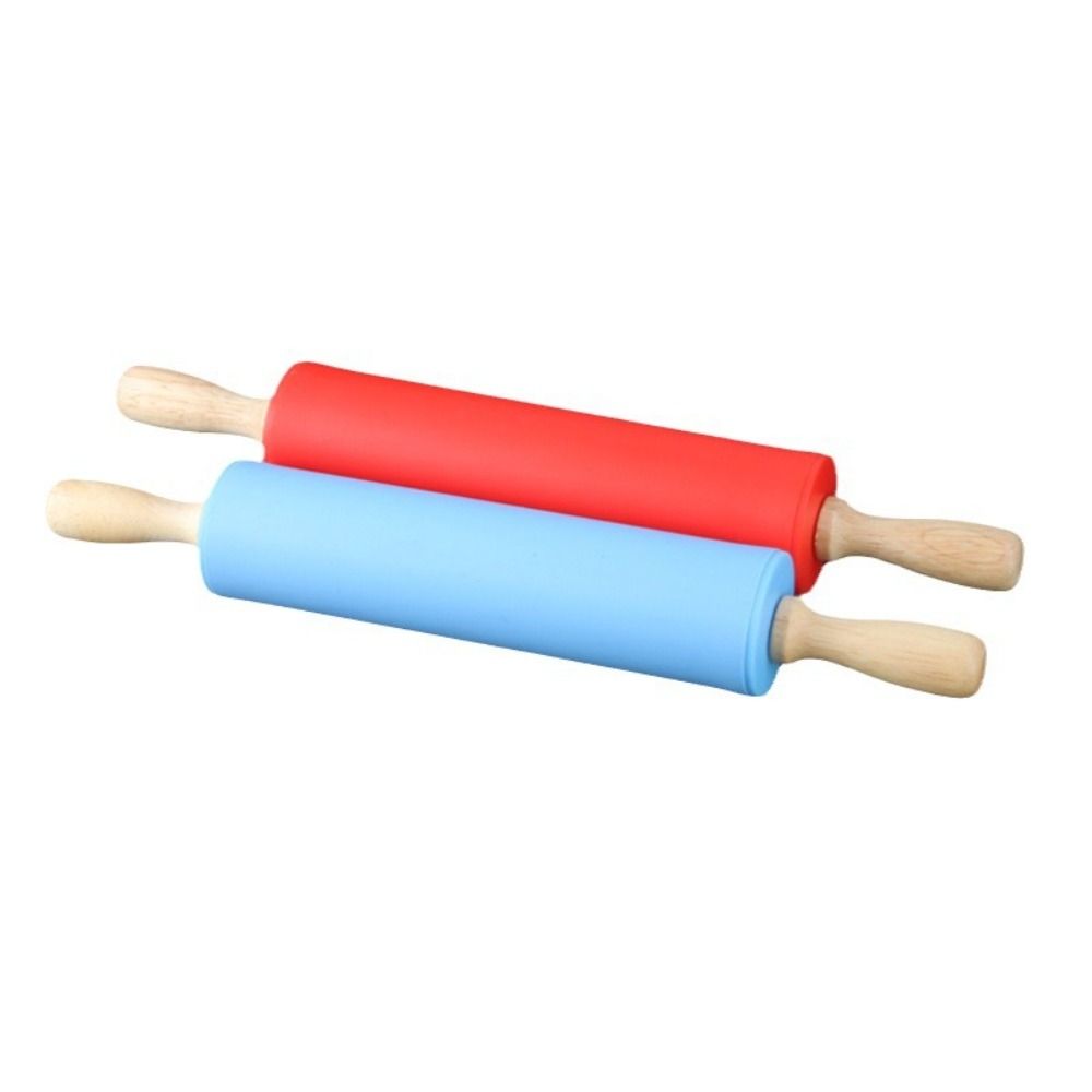 Multicolor Pastry Dough Roller Wooden Handle Flour Roller New Silicone Rolling Pin Cooking Utensil