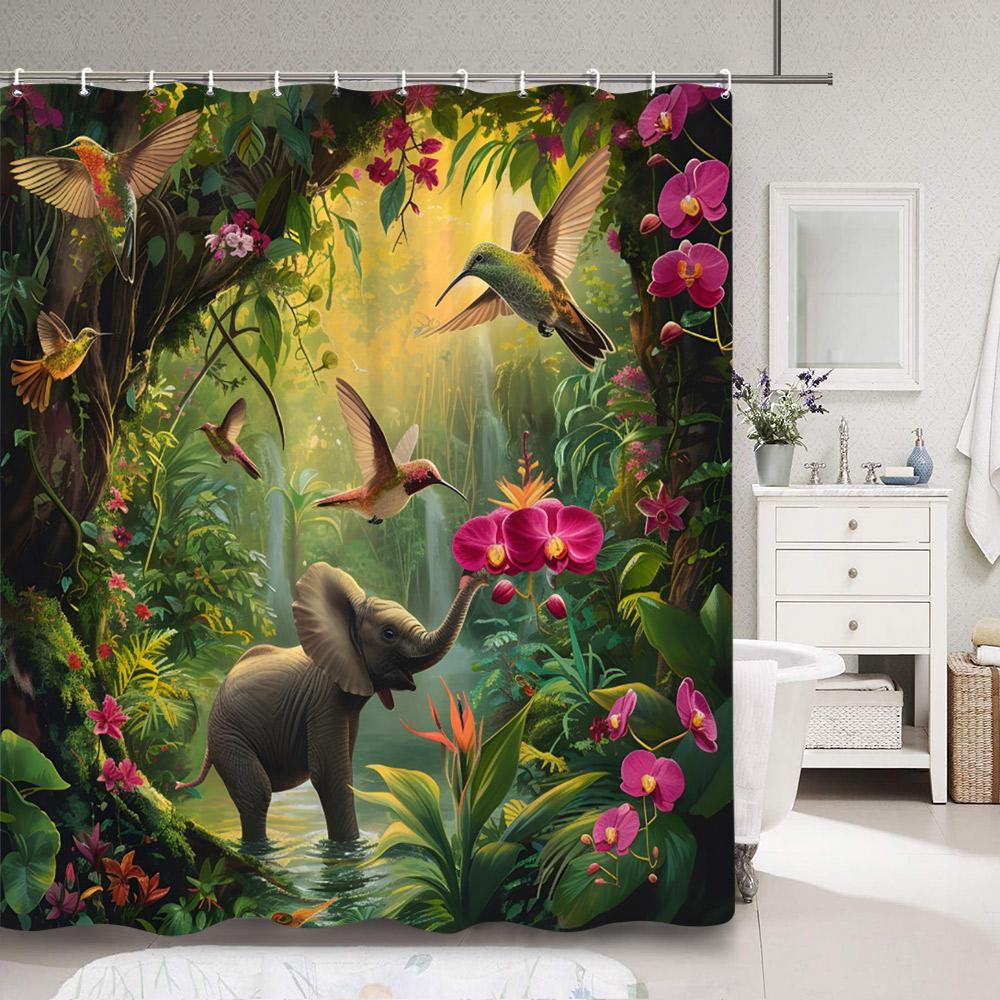 Funny Cute Animal Shower Curtain Riding Shark Cat, Dog In Bathtub And Pretty Pig Polyester Fabric Shower Curtains Bathroom Decor