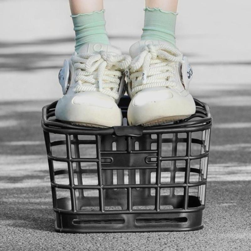 1 Set Große Kapazität Anti-Extrusion Fahrrad-Frontkorb Schwarz PC Abnehmbarer Fahrradkorb Mit Deckel Für Elektrofahrrad