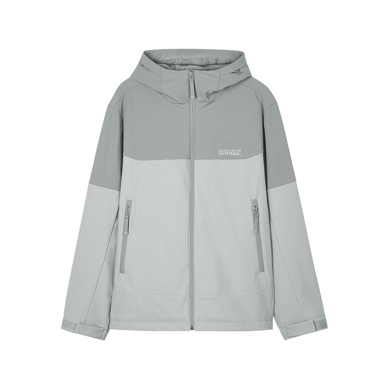 Skechers Outdoor Series Hooded Woven Comfortable Zip Jacket Men Jackets Purple Gray L424M040-0006 L