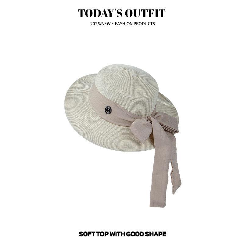New Top Hat Spring and Summer Dome Fisherman Straw Hat Beach Trip Sun Hat Stylish and Elegant