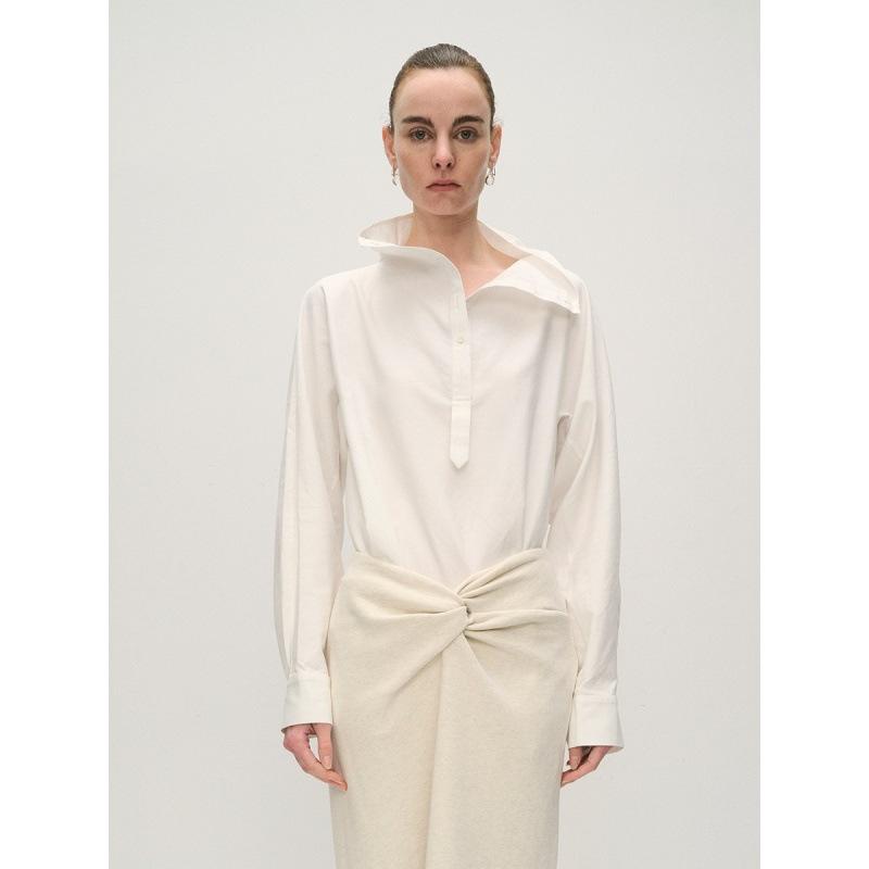 Longmei Women's High Neck Long Sleeve Top - Early Spring 2026 VKC Style, Simple Commute, Half-Open Collar Shirt