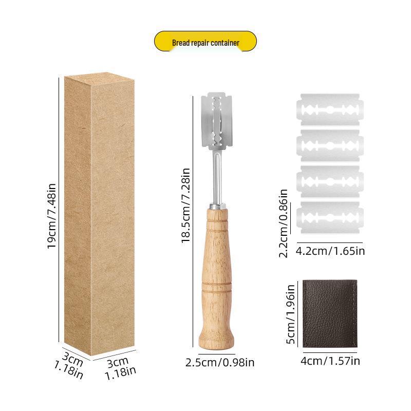 Rattan Bread Proofing Basket Set with Dough Mixer, Scraper & Silicone Brush