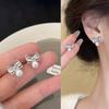Light luxury versatile high-end bow zircon stud earrings women's s111 silver needle temperament small pearl earrings earrings