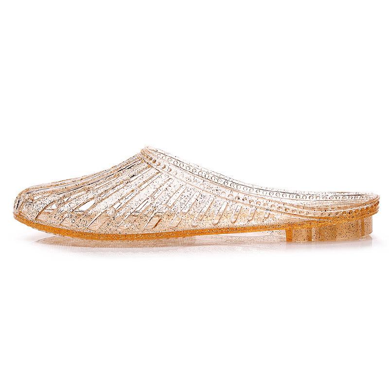 Women's Trendy Crystal Cool Non-Slip Slippers - Versatile Closed-Toe Hollow Design for Shower & Bathroom.