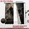 2pcs, 2D FLAT PRINTING Curtains (Without Rod) Football Chase Holiday Halloween Christmas Printed Curtains Semi-Sheer Curtains