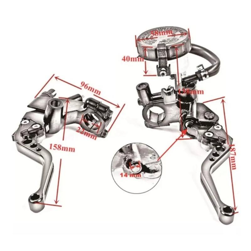 Universal CNC Motorcycle Adjustable Clutch Brake Master Cylinder Reservoir Levers Kit for Yamaha Kawasaki 7/8" 22mm Handlebar