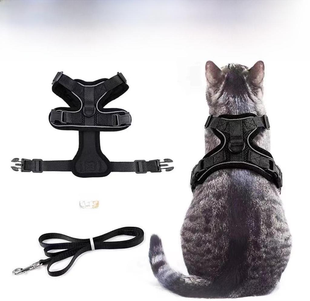 Adjustable Ultra-Thin Cat Harness with Anti-Breakaway Traction Rope for Walking 