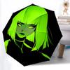 1pc Neon Green Hair Automatic Open/Close Umbrella 8-Rib Strong Frame, Portable Travel Umbrella for Women & Men, Birthday Gift Parties 002