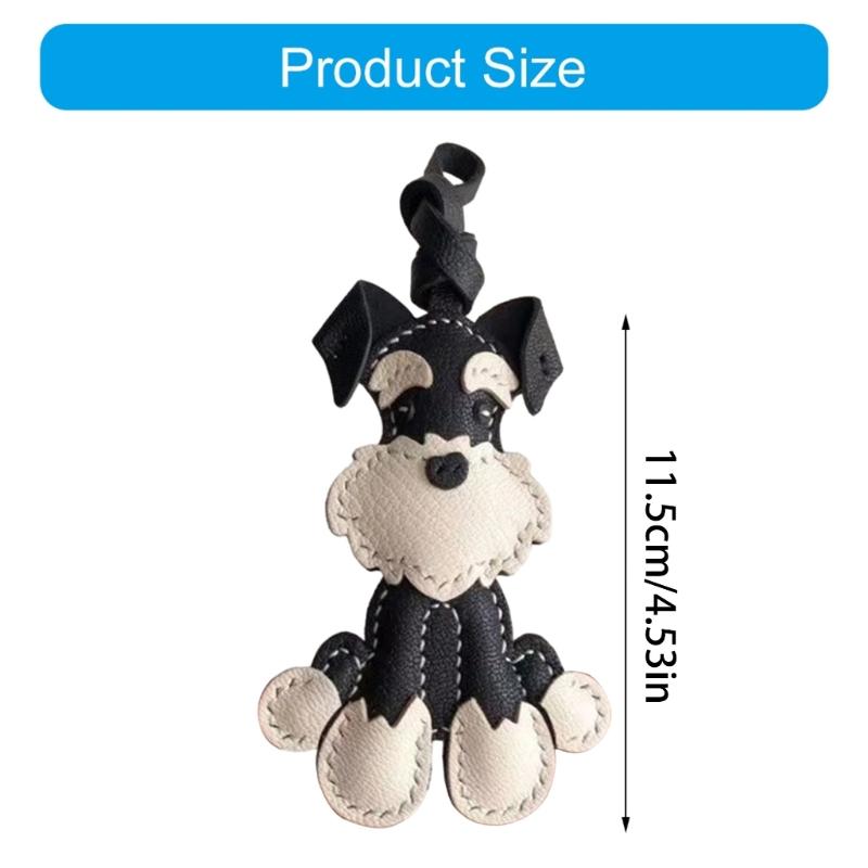 Elegant Schnauzer Dog Keychain Fashionable Schnauzer Leather Key Chain Charm Handcrafted Keychain for Gifts