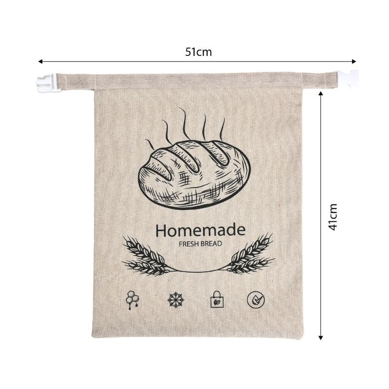 Large Capacity Beeswaxs Bread Bag with Button Closure for Freshing Storage of Sourdough and French Bread