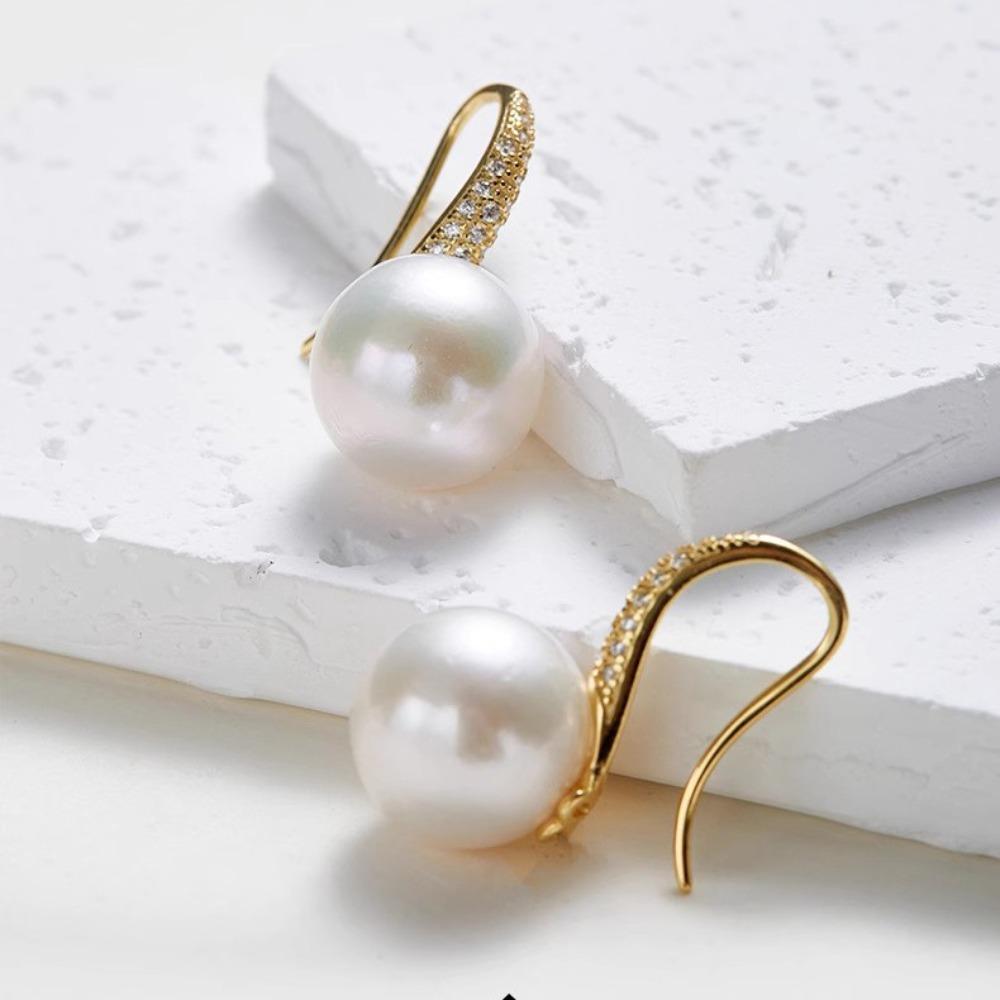 

Elegant High Heel Zircon Pearl Earrings Minimalist Fashion Light Luxury Ear Hooks for Women