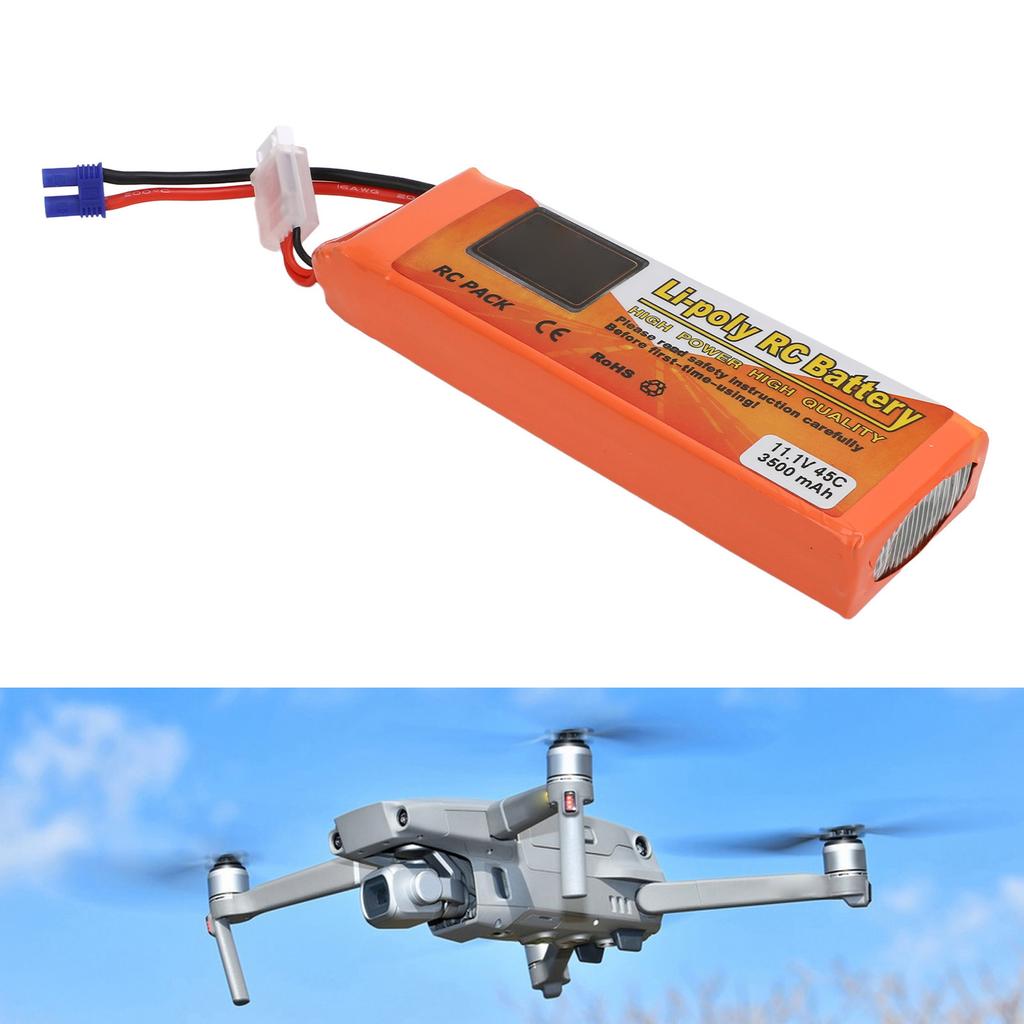 11.1V 3500mAh 45C RC Lithium Battery FPV Drone Lithium Battery with EC2 Connector for RC Airplane Helicopter Quadcopter Boat