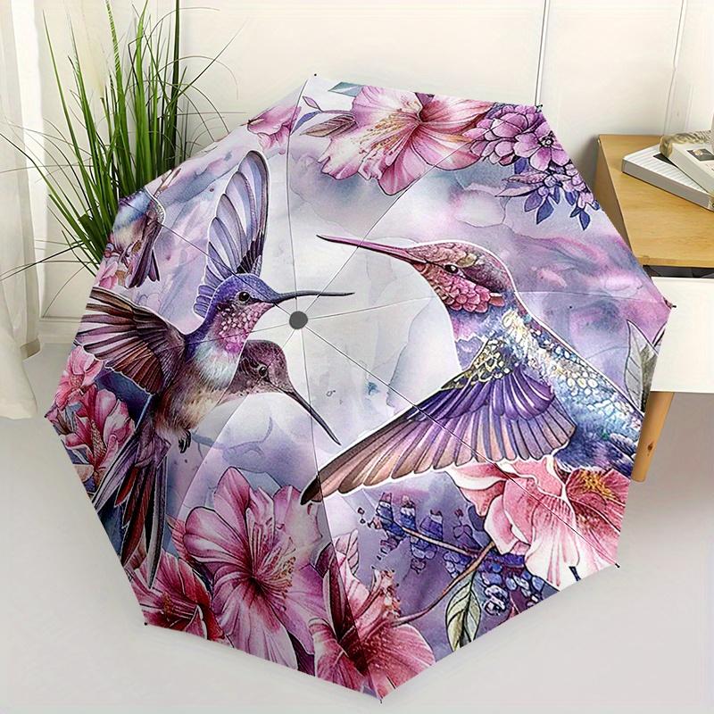 

1pc Floral Paradise Automatic Folding Umbrella - Lightweight Retractable 8-Rib Design, Durable for Outdoor Adventures, Travel, (as the picture,Iron&8K)