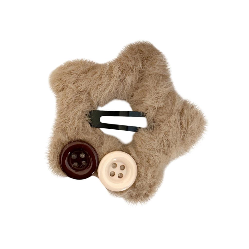 Autumn/Winter Plush Star Hair Clip - Versatile Bangs & Side Clip for Frizzy Hair Accessory