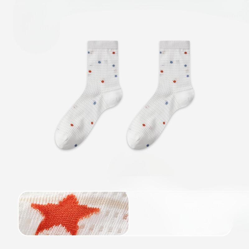 

Women s Spring and Summer Thin Versatile Dot Mesh Breathable Sweat Absorbent Boneless Tube Stack Socks 1 pair
