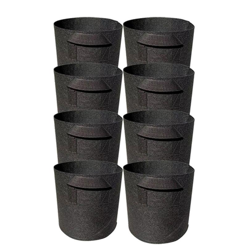 Pack of 8 Nonwoven Fabric Grow Bags with Handle Multipurpose Planter for Aquatic Vegetables Flowers Reusable Foldable