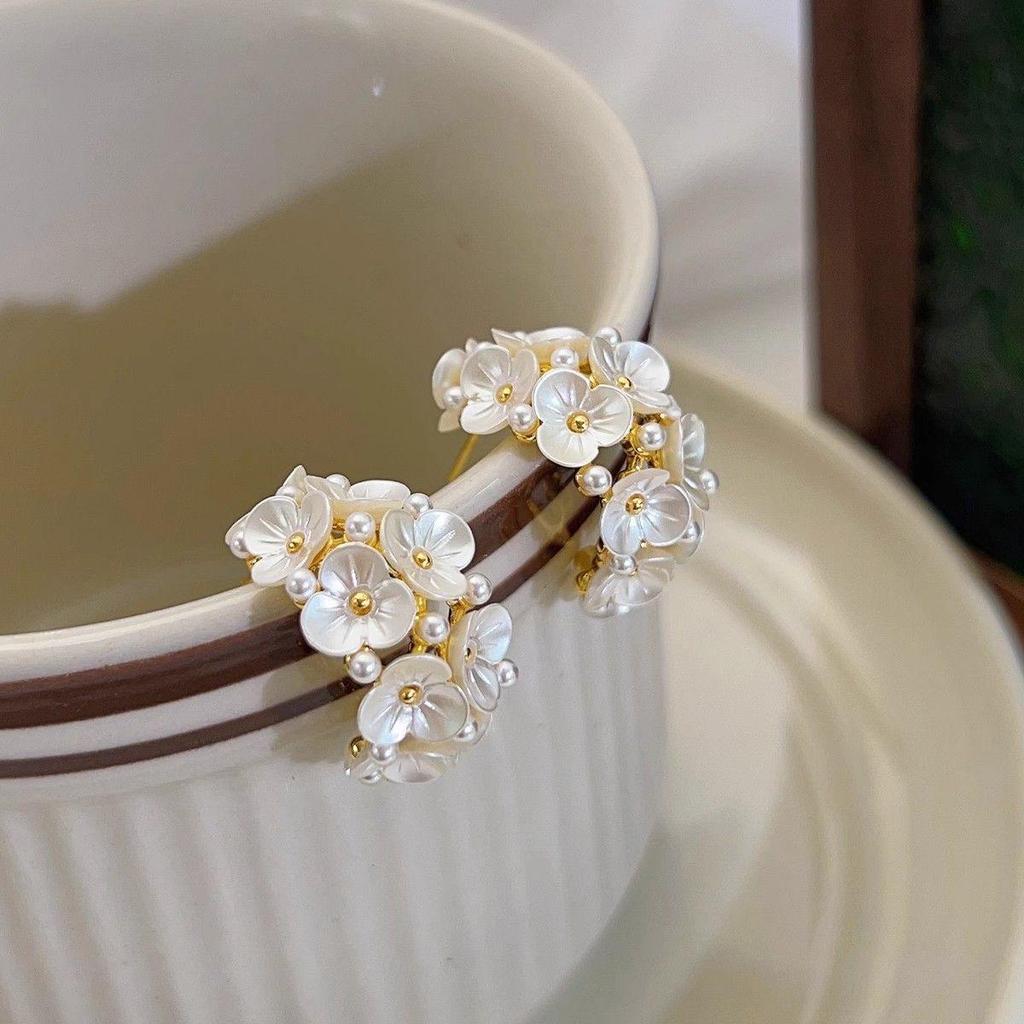 Elegant Rhinestone Beaded Flower Tassel Earrings for Women - Delicate Forest-Inspired Ear Studs