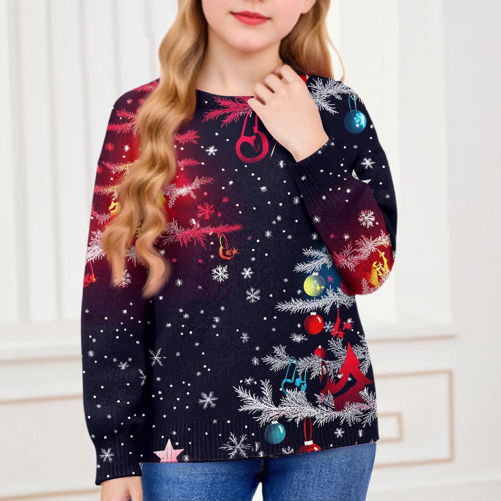 Christmas Day Sweatshirts For Children Boys And Girls Knit Sweater Cute Shirt Fall Crewneck Pullover Tops