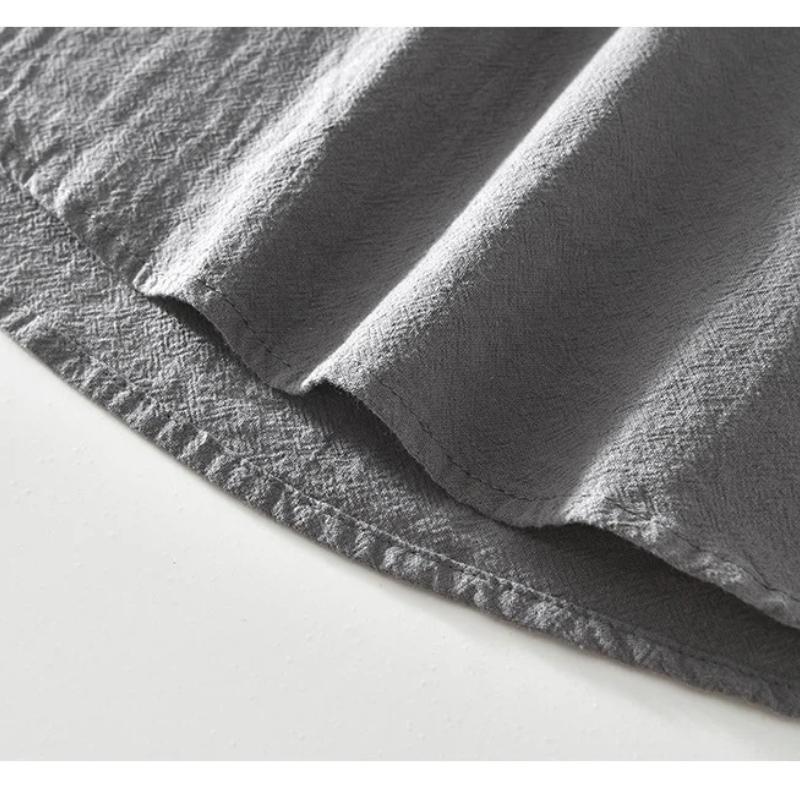 Chinese Retro Style Cotton Linen Tshirt for Men Summer Long Sleeve Top Daily Casual Stand Collar Pullover Men T-shirt 4XL