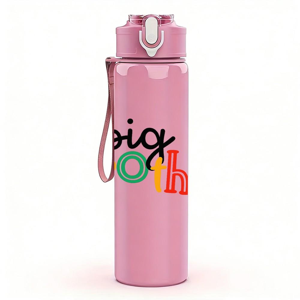 1PC Big Brother Color Letter Print 750ml Color Plastic Sports Water Bottle Leakproof Flip Straw Lid Suitable for Sports Office Home Use