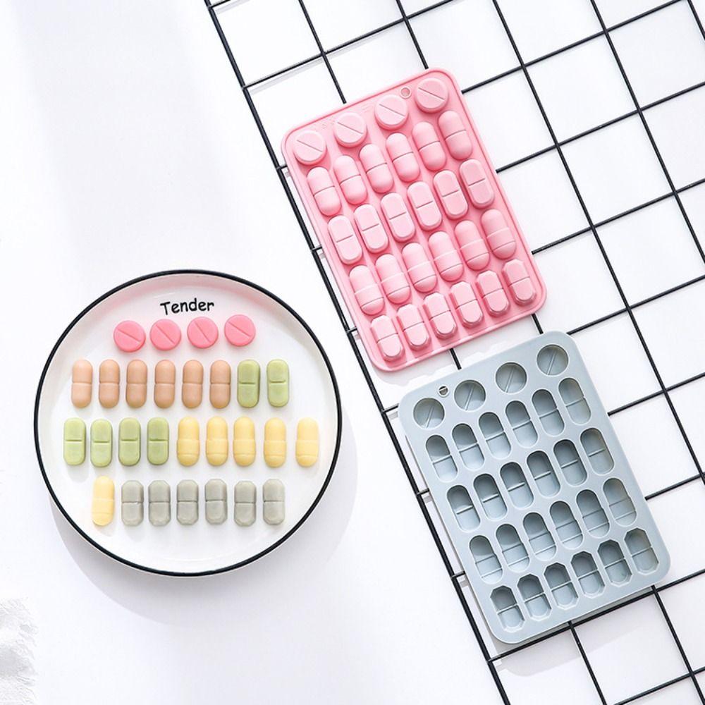Siliconen Capsule Vormige Mal Herbruikbaar Flexibel Pil Mal Bakje 28 Holtes Ontwerp Chocolade Mal
