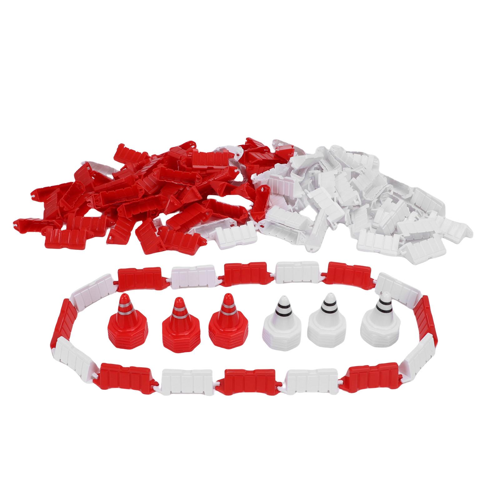 

120pcs Racing Track Fence Panels Red White ABS Drift Field Fence with 30pcs Road Cones for 1 14 1 16 1 18 1 24 1 28 RC
