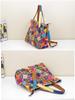 New Genuine Leather Ethnic Style Color Block Shoulder Tote Bag for Women